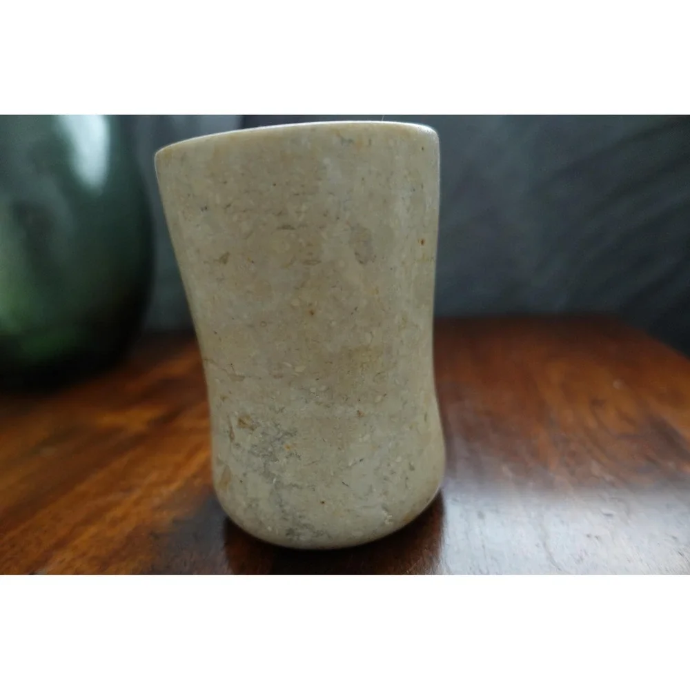 Vintage‎ marble solid tumbler cream color 4.5x 3 inches